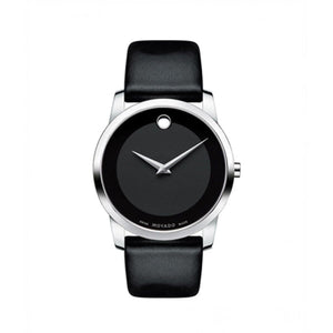 Buy Shop Movado Museum Black Dial Black Leather Strap Watch For Men - 606502 USA Online