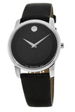 Buy Shop Movado Museum Black Dial Black Leather Strap Watch For Men - 606502 USA Online