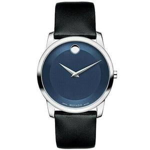 Buy Shop Movado Museum Classic Blue Dial Black Leather Strap Watch for Men - 606610 USA Online