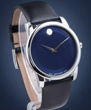 Buy Shop Movado Museum Classic Blue Dial Black Leather Strap Watch for Men - 606610 USA Online