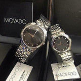 Movado Museum Classic Black Dial Silver Steel Strap Watch For Women - 0606858