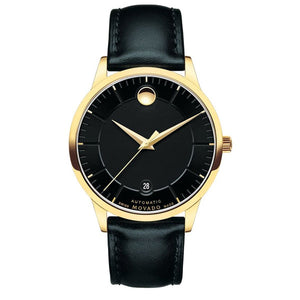 Buy Shop Movado 1881 Automatic Black Dial Black Leather Strap Watch For Men - 606875 USA Online