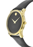 Buy Shop Movado Museum Black Dial Black Leather Strap Watch For Men - 606876 USA Online