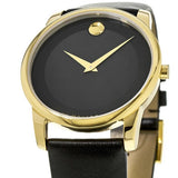 Buy Shop Movado Museum Black Dial Black Leather Strap Watch For Men - 606876 USA Online