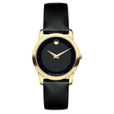 Buy Shop Movado Museum Black Dial Black Leather Strap Watch For Men - 606876 USA Online