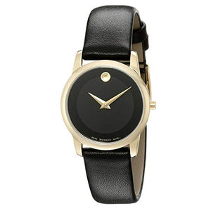 Buy Shop Movado Museum Classic Black Dial Black Leather Strap Watch For Women - 0606877 USA Online