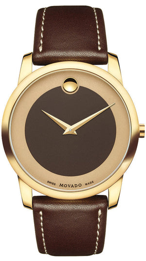 Movado Museum Classic Brown Dial Brown Leather Strap Watch For Men - 0606880