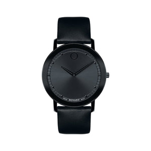 Buy Shop Movado Sapphire Black Dial Black Leather Strap Watch for Men - 606884 USA Online