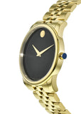 Buy Shop Movado Museum Black Dial Gold Steel Strap Watch For Men - 606997 USA Online