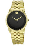 Buy Shop Movado Museum Black Dial Gold Steel Strap Watch For Men - 606997 USA Online