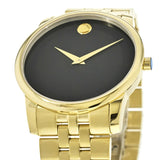 Buy Shop Movado Museum Black Dial Gold Steel Strap Watch For Men - 606997 USA Online