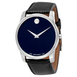 Buy Shop Movado Museum Blue Dial Black Leather Strap Watch For Men - 607013 USA Online