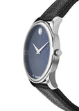 Buy Shop Movado Museum Blue Dial Black Leather Strap Watch For Men - 607013 USA Online
