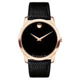 Buy Shop Movado Museum Classic Black Dial Black Leather Strap Watch For Men - 607060 USA Online