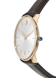 Movado Ultra Slim White Dial Brown Leather Strap Watch For Men - 0607089