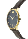 Movado Ultra Slim Blue Dial Brown Leather Strap Watch For Women - 0607092