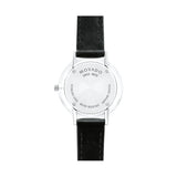 Movado Ultra Slim Black Dial Black Leather Strap Watch For Women - 0607094