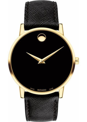 Buy Shop Movado Museum Classic Quartz Black Dial Black Leather Strap Watch for Men - 0607195 USA Online