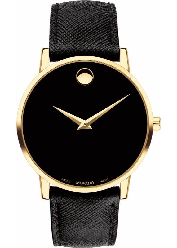Buy Shop Movado Museum Classic Quartz Black Dial Black Leather Strap Watch for Men - 0607195 USA Online