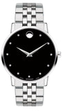 Buy Shop Movado Museum Classic Diamonds Black Dial Silver Steel Strap Watch for Men - 0607201 USA Online