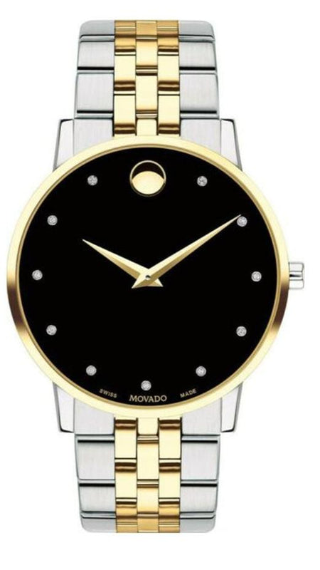 Buy Shop Movado Museum Classic Diamonds Black Dial Two Tone Steel Strap Watch for Men - 0607202 USA Online