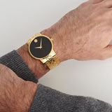 Buy Shop Movado Museum Classic Quartz Black Dial Gold Steel Strap Watch for Men - 0607203 USA Online