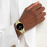 Buy Shop Movado Museum Classic Quartz Black Dial Gold Steel Strap Watch for Men - 0607203 USA Online