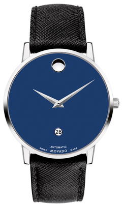 Buy Shop Movado Museum Classic Blue Dial Black Leather Strap Watch for Men - 0607197 USA Online