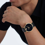 Buy Shop Movado Museum Classic Black Dial Black Leather Strap Watch For Men - 607060 USA Online