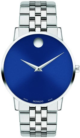 Buy Shop Movado Museum Classic Blue Dial Silver Steel Strap Watch for Men - 0607212 USA Online