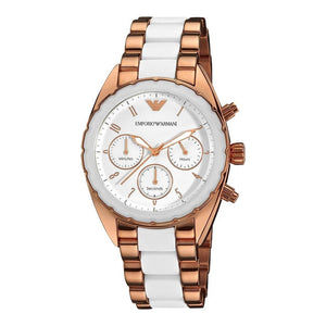 Buy Shop Emporio Armani Sportivo White Dial Rose Gold & White Steel Strap Watch For Women - AR5942 USA Online