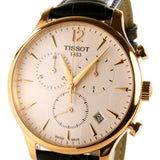 Tissot T Classic Tradition Chronograph White Dial Brown Leather Strap Watch For Men - T063.617.36.037.00