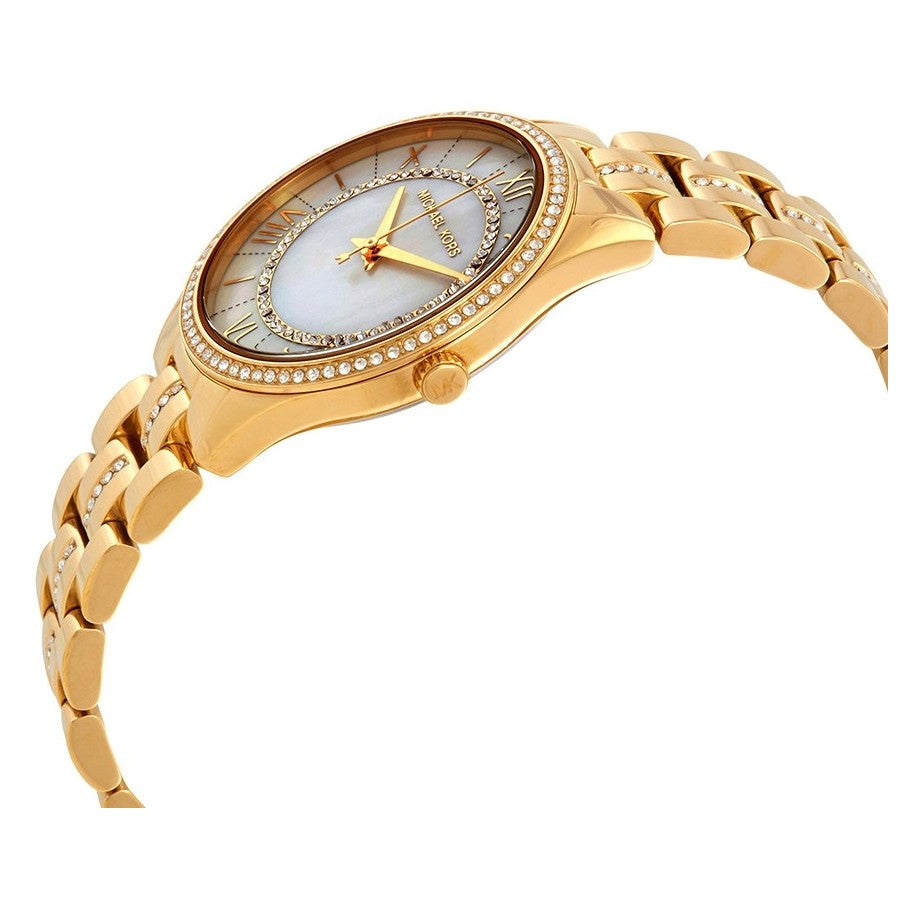 Buy Shop Michael Kors Lauryn Mother of Pearl White Dial Gold Steel Strap Watch for Women - MK3899 USA Online
