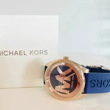 Buy Shop Michael Kors Janelle Three Hand Blue Dial Blue Rubber Strap Watch For Women - MK7140 USA Online
