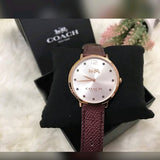 Coach Slim Easton Silver Dial Brown Leather Strap Watch for Women - 14502694