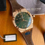 Maurice Lacroix Aikon Automatic Green Dial Brown Leather Strap Watch For Men - AI6008-BRZ0B-630-M