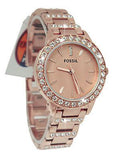 Buy Shop Fossil Jesse Crystal Rose Gold Dial Rose Gold Steel Strap Watch for Women - ES3020 USA Online