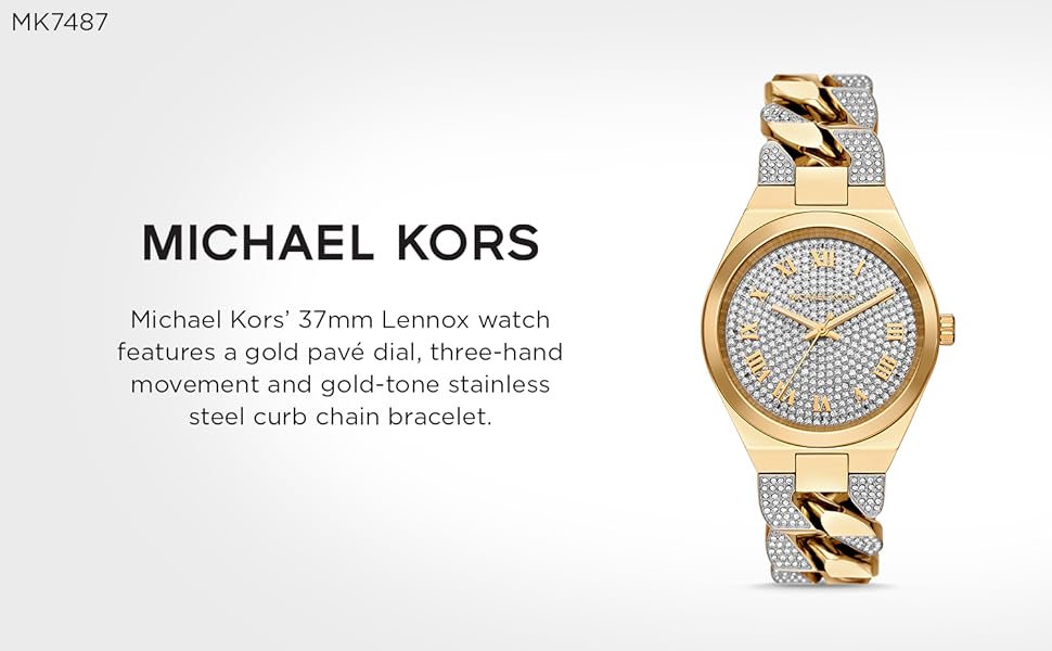 Buy Shop Michael Kors Lennox Pavé Crystals Silver Dial Two Tone Steel Strap Watch for Women - MK7487 USA Online