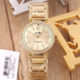 Coach Sport Diamonds Gold Dial Gold Steel Strap Watch for Women - 14502195