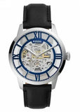 Buy Shop Fossil Townsman Automatic Skeleton Blue Dial Black Leather Strap Watch for Men - ME3200 USA Online