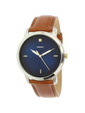 Buy Shop Fossil The Minimalist 3H Blue Dial Brown Leather Strap Watch for Men - FS5499 USA Online