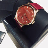 Buy Shop Marc Jacobs Baker Maroon Dial Maroon Leather Strap Watch for Women - MBM1267 USA Online