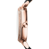 Buy Shop Michael Kors Catlin Rose Gold Crystal Dial Black Leather Strap Watch for Women - MK2376 USA Online