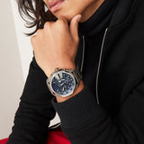 Buy Shop Diesel Mega Chief Chronograph Blue Dial Black Steel Strap Watch For Men - DZ4329 USA Online