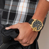Buy Shop Diesel Mega Chief Chronograph Black Dial Black Leather Strap Watch For Men - DZ4344 USA Online