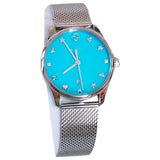 Buy Shop Gucci G-Timeless Turquoise Mother of Pearl Dial Silver Mesh Bracelet Watch For Women - YA126582 USA Online