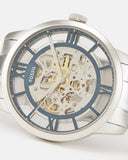 Buy Shop Fossil Townsman Automatic Skeleton Silver Dial Silver Steel Strap Watch for Men - ME3044 USA Online