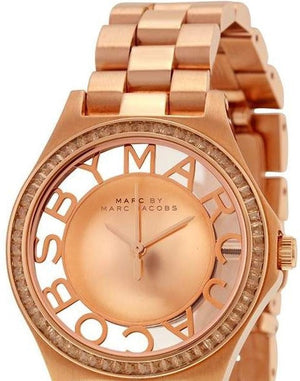 Buy Shop Marc Jacobs Henry Transparent Rose Gold Dial Rose Gold Steel Strap Watch for Women - MBM3339 USA Online