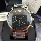 Buy Shop Emporio Armani Luigi Black Dial Silver Steel Strap Watch For Men - AR1894 USA Online