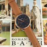 Buy Shop Fossil Tailor Date-Day Quartz Blue Dial Brown Leather Strap Watch for Women - ES4257 USA Online